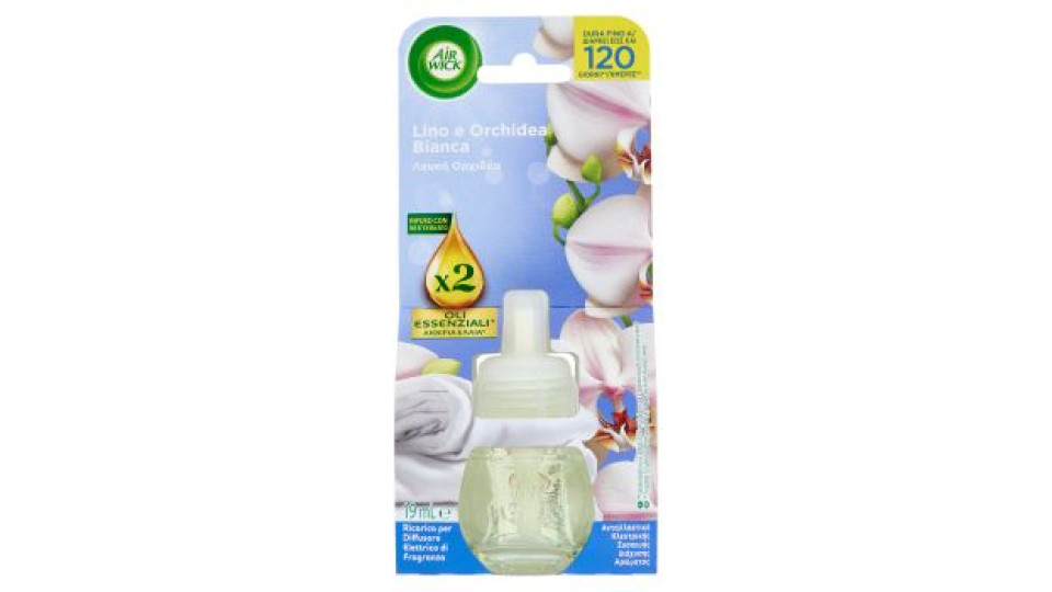Air Wick Profumatore per Ambienti Lino e Orchidea Bianca Ricarica 19 mL