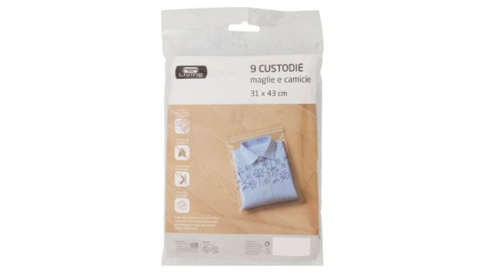 Domopak Living Custodie maglie e camicie 31 x 43 cm 9 pz