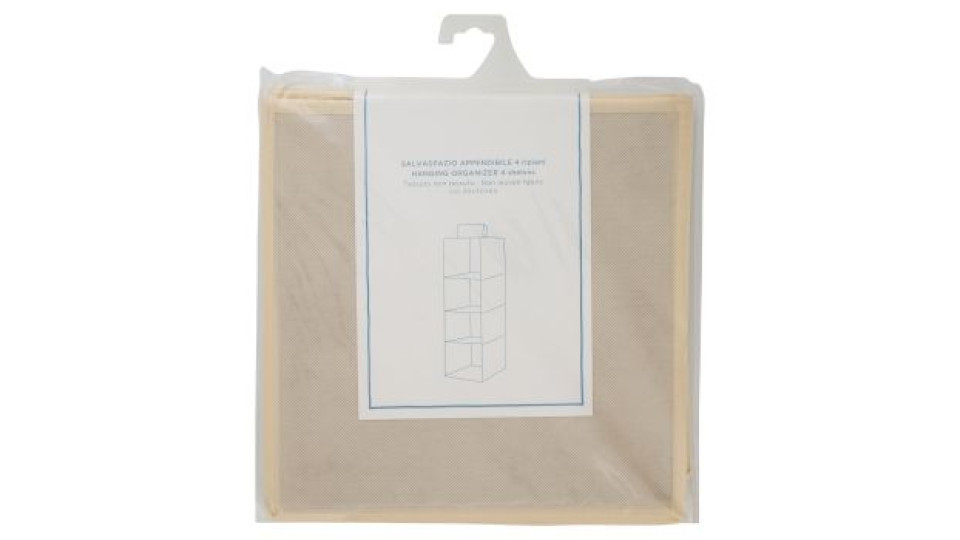Salvaspazio Appendibile 4 ripiani Tessuto non tessuto 30x30x84 cm