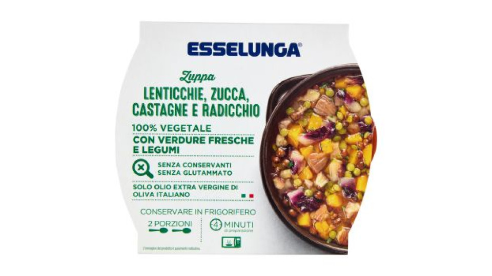 Esselunga Zuppa lenticchie, zucca, castagne e radicchio 620 g