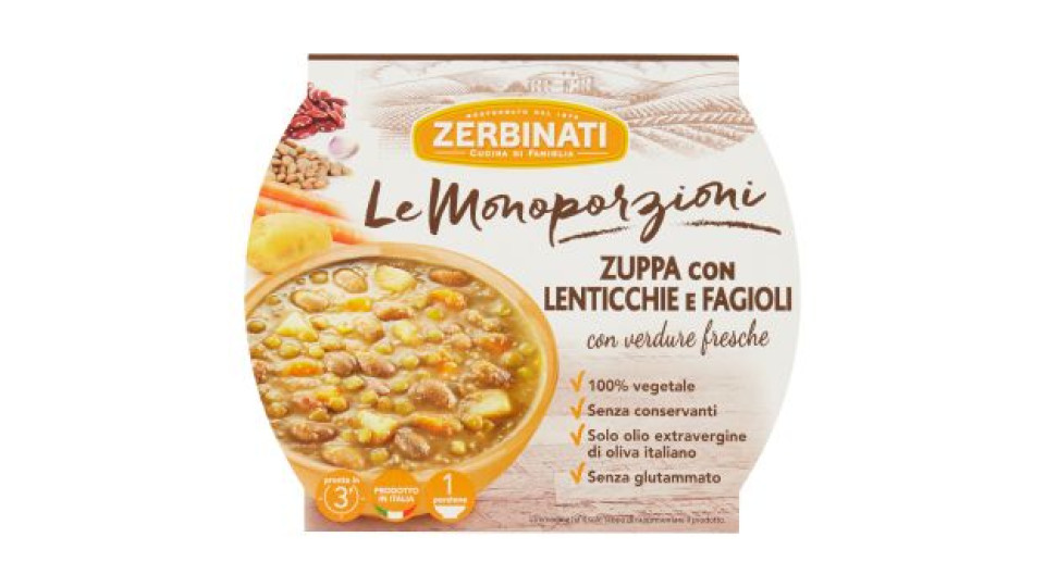 Zerbinati Le Monoporzioni Zuppa con Lenticchie e Fagioli 310 g