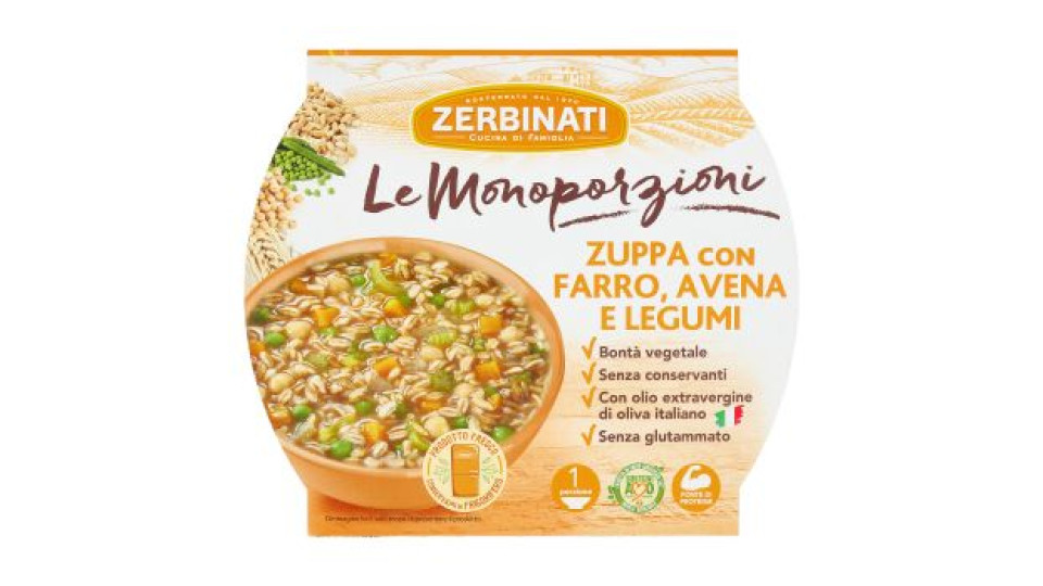 Zerbinati Le Monoporzioni Zuppa con Farro, Avena e Legumi 310 g