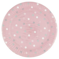 Piatti Decorati in Cartoncino Pois 18 cm 8 pz