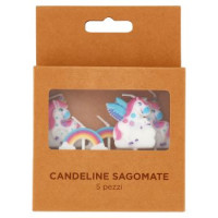 Candeline Sagomate Unicorno/Arcobaleno 5 pz