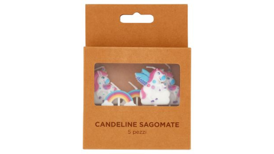 Candeline Sagomate Unicorno/Arcobaleno 5 pz