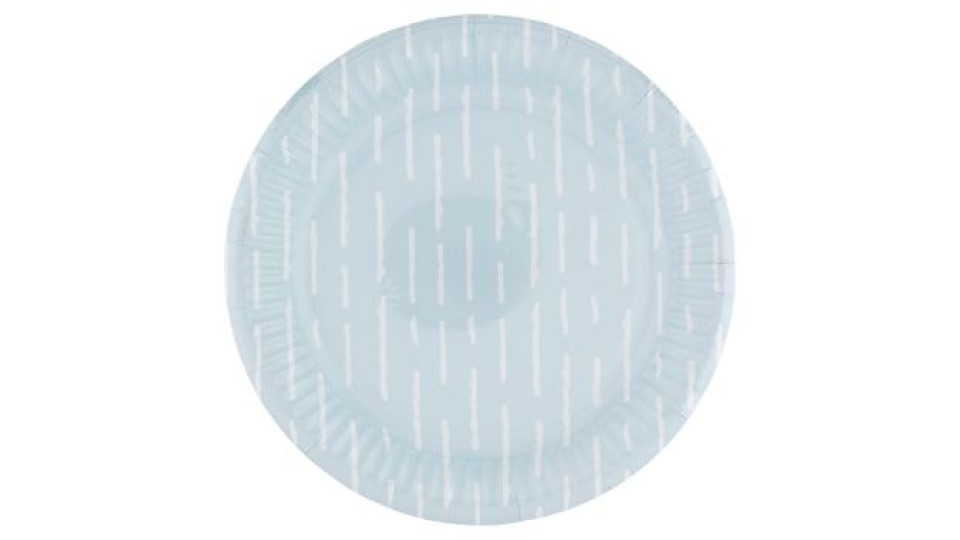 Piatti Decorati in Cartoncino Tratteggi Azzurri 18 cm 8 pz