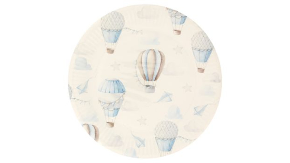 Piatti Decorati in Cartoncino Mongolfiera 23 cm 8 pz