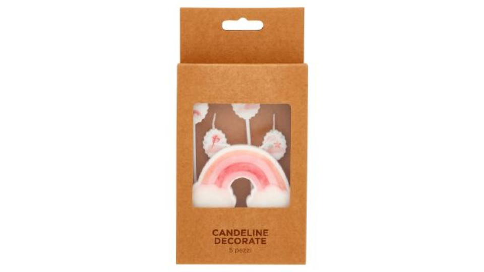 Candeline Decorate Arcobaleno 5 pz