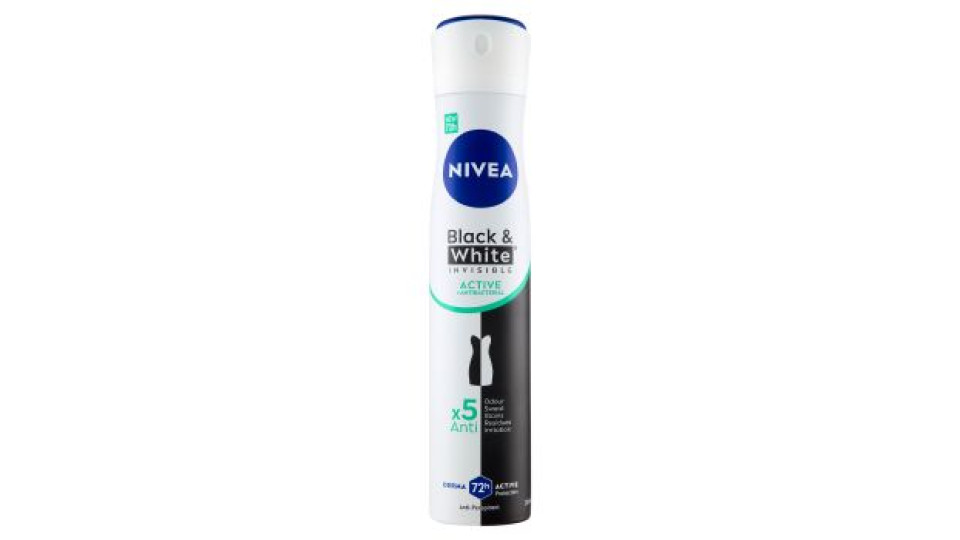 Nivea Black & White Invisible Active + Antibacterial Anti-Perspirant 200 ml
