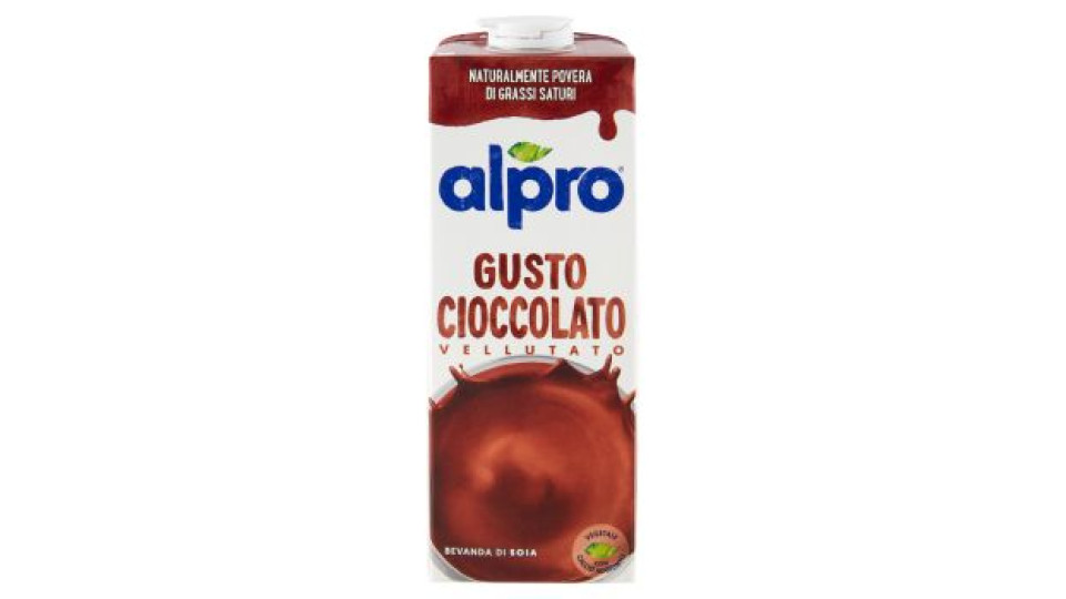 alpro Cioccolato, Bevanda alla Soia, 100% vegetale con vitamine B2, B12, D 1 Litro.