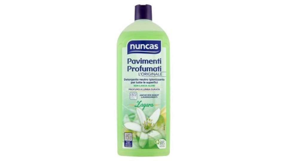 nuncas Pavimenti Profumati Detergente neutro igienizzante per tutte le superfici Zagara 1 l