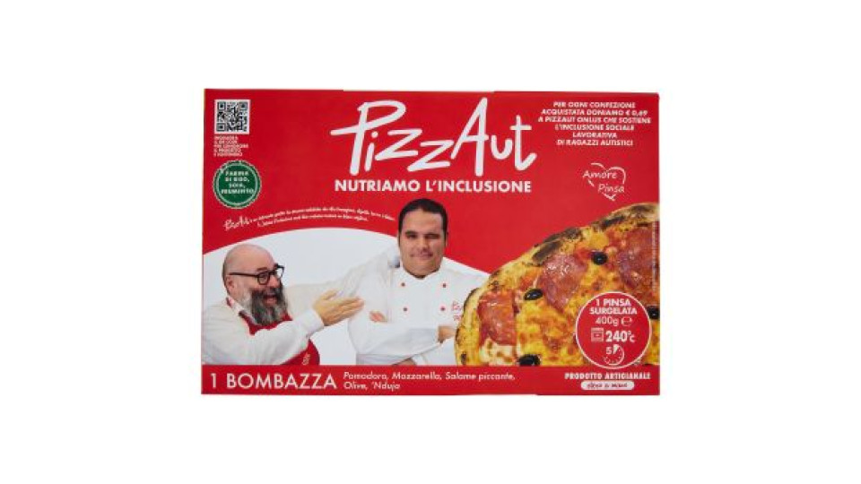 PizzAut 1 Bombazza Pomodoro, Mozzarella, Salame piccante, Olive, 'Nduja 400 g