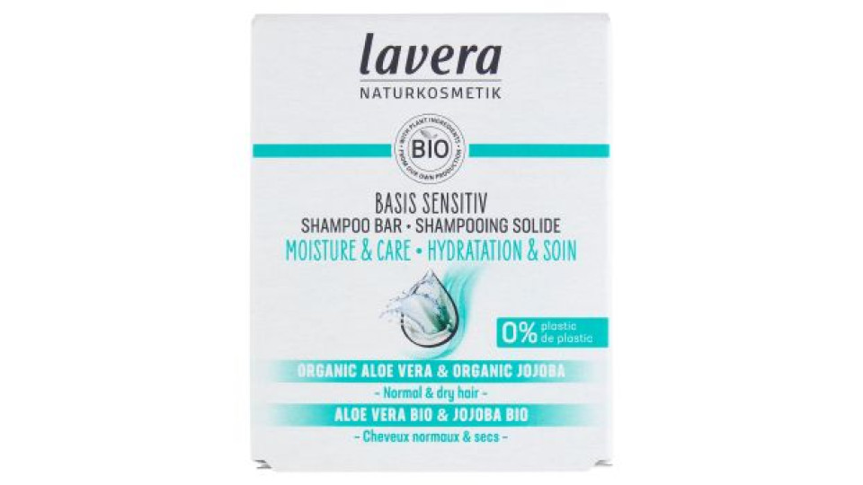 lavera Basis Sensitiv Shampoo Bar Moisture & Care Organic Aloe Vera & Organic Jojoba 50 g