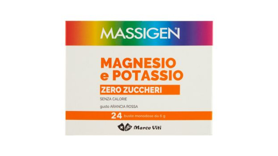 Massigen Magnesio e Potassio Zero Zuccheri gusto Arancia Rossa 24 x 6 g