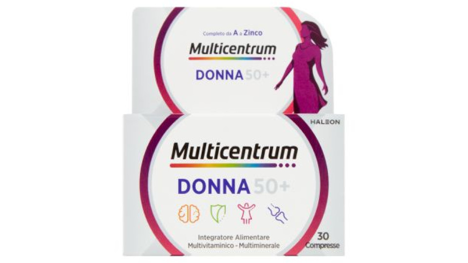 Multicentrum donna 50 + integratore multivitaminico completo con vitamina D, acido folico 30 cpr 49g
