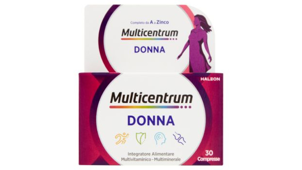 Multicentrum Donna Acido Folico, Calcio, Ferro Integratore Multivitaminico Completo 30 cpr 47 g