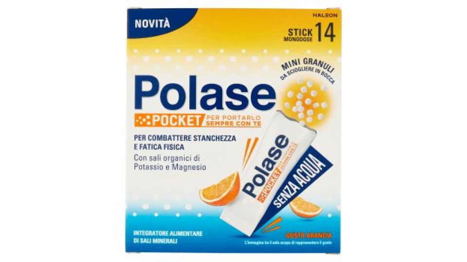 Polase Pocket, Magnesio e Potassio, Integratore per Stanchezza e Fatica, 14 stick orosolubili 37 g