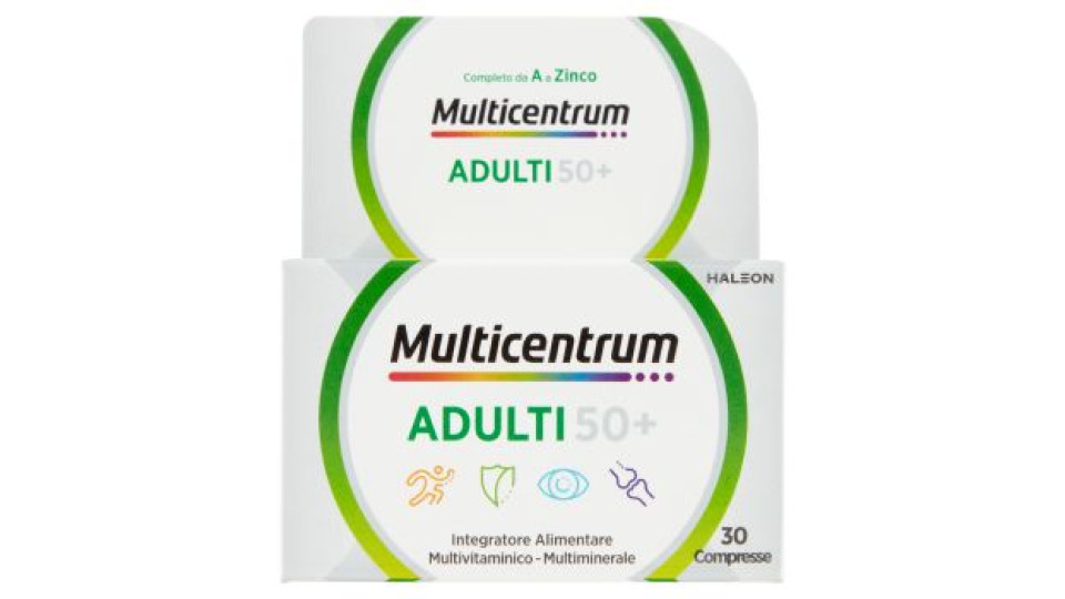 Multicentrum Adulti 50+ Vitamina C, D, E, Fosforo Integratore Multivitaminico Completo 30 cpr 37 g