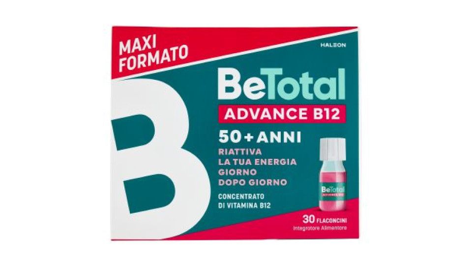 BeTotal Advance B12 Integratore con Vitamina B12, Zinco, Niacina, 50+ anni, 30 Flaconcini 210 ml