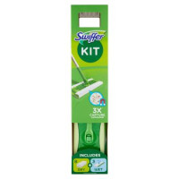 Swiffer Starter Kit Preassemblato-Scopa con 1Manico+8Panni Catturapolvere+3Panni Umidi Lavapavimenti
