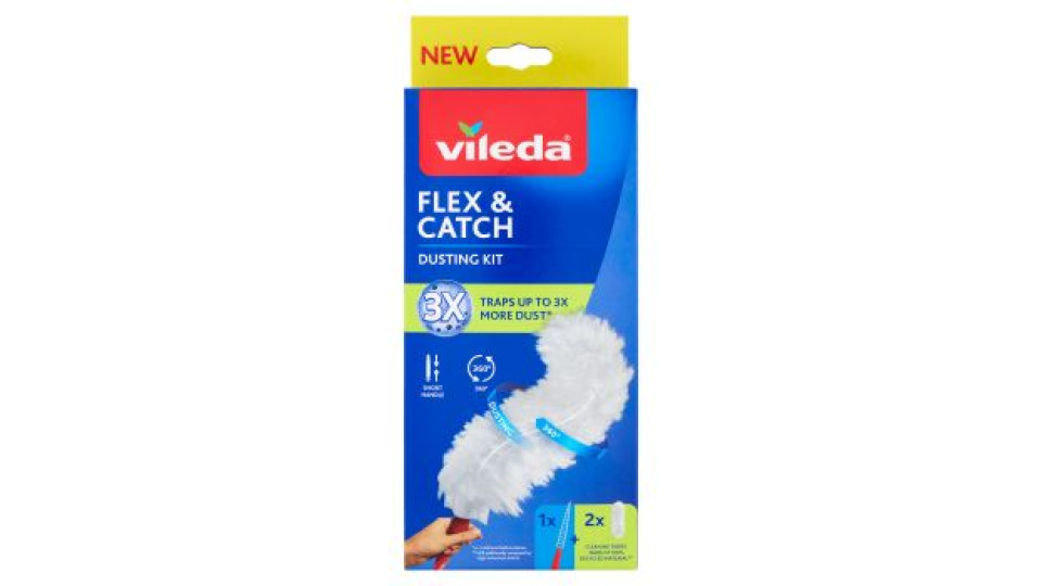 Vileda Flex & Catch Dusting Kit Sistema Short Handle + 2 ricambio
