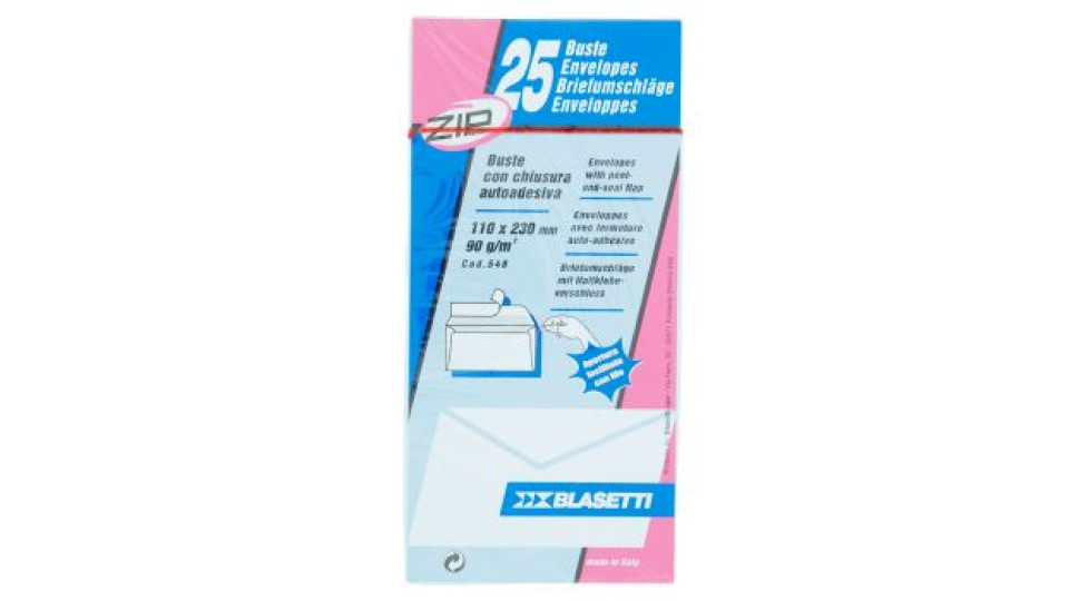 Blasetti Buste con chiusura autoadesiva 110 x 230 mm 90 g/m² 25 pz