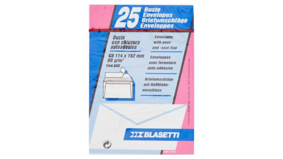Blasetti Buste con chiusura autoadesiva C6 114 x 162 mm 80 g/m² 25 pz