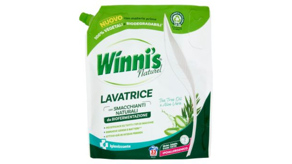 Winni's Naturel Lavatrice Igienizzante Tea Tree Oil e Aloe Vera pouch 33 Lavaggi 1,485 l