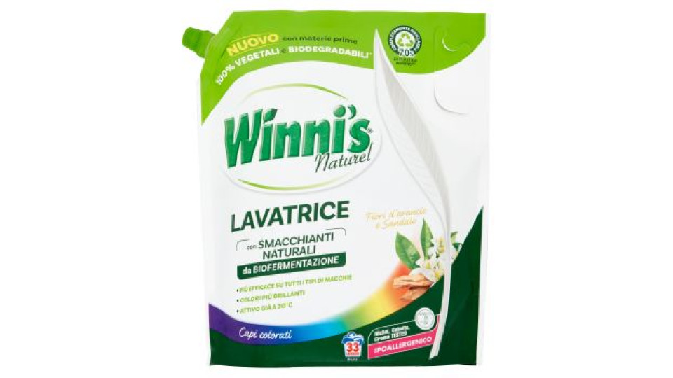 Winni's Naturel Lavatrice Capi colorati Fiori d'arancio e Sandalo pouch 33 Lavaggi 1,485 l