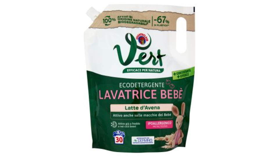 Vert di Chanteclair Ecodetergente Lavatrice Bebè Latte d'Avena 1200 ml