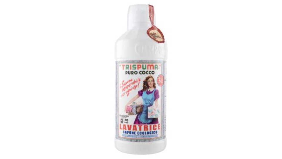 Alighiero Campostrini "Trispuma" Puro Cocco Lavatrice Sapone Ecologico 1 L