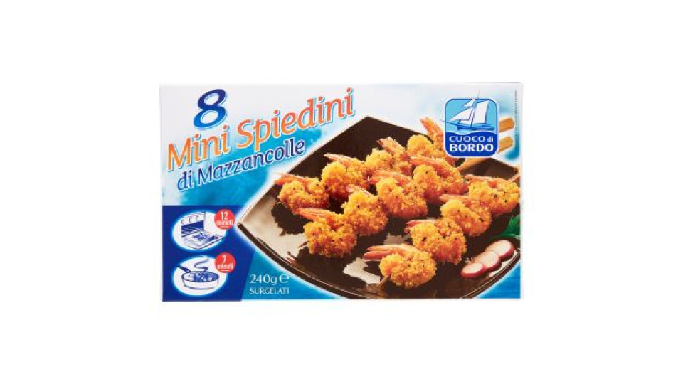 Cuoco di bordo 8 Mini Spiedini di Mazzancolle Surgelati 240 g