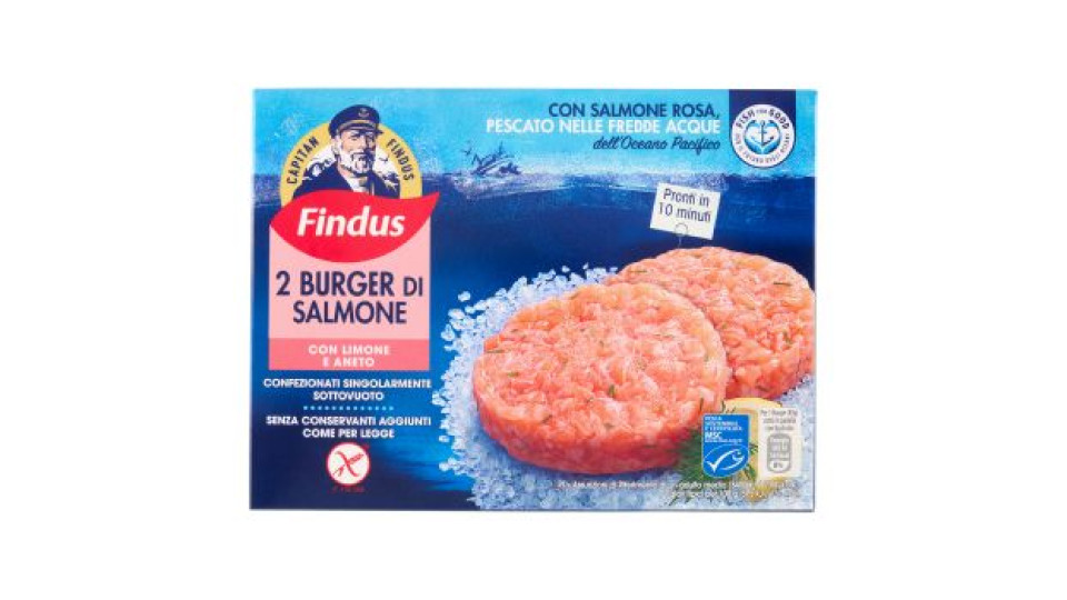 Capitan Findus 2 Burger di Salmone con limone e aneto 170 g