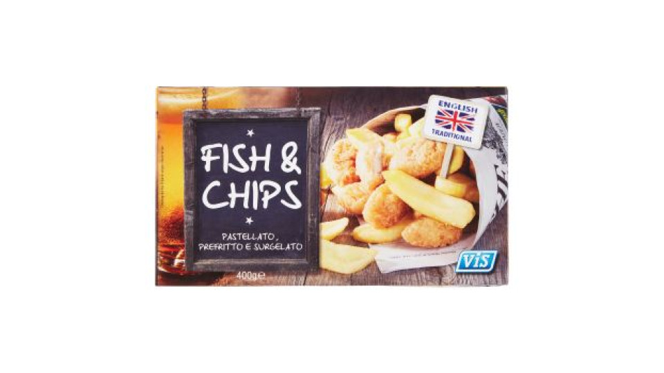 Vis Fish & Chips Pastellato, Prefritto e Surgelato 400 g