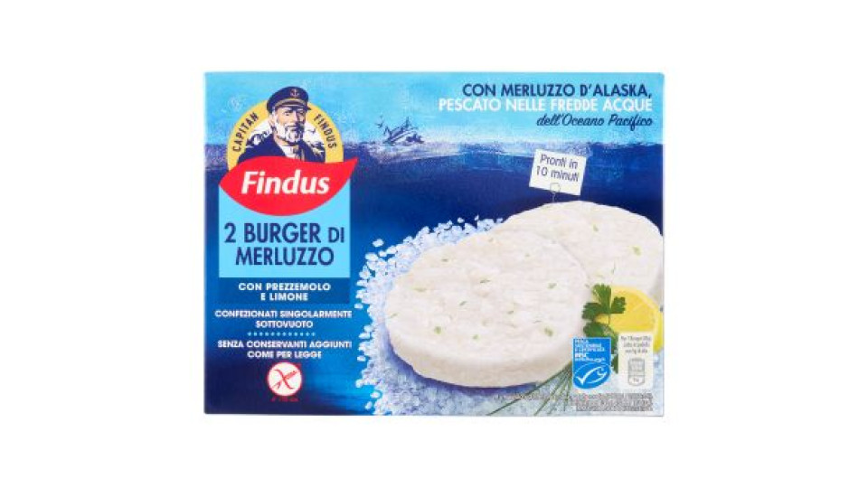 Capitan Findus 2 Burger di Merluzzo con prezzemolo e limone 170 g