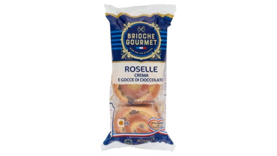 Brioche Gourmet Roselle Crema e Gocce di Cioccolato 6 pezzi 300 g
