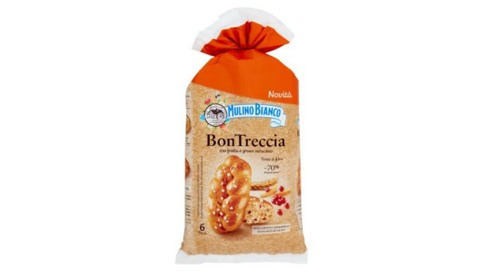 Mulino Bianco BonTreccia Merenda con Frutta e Grano Saraceno Fonte di Fibra 6 pezzi 225g