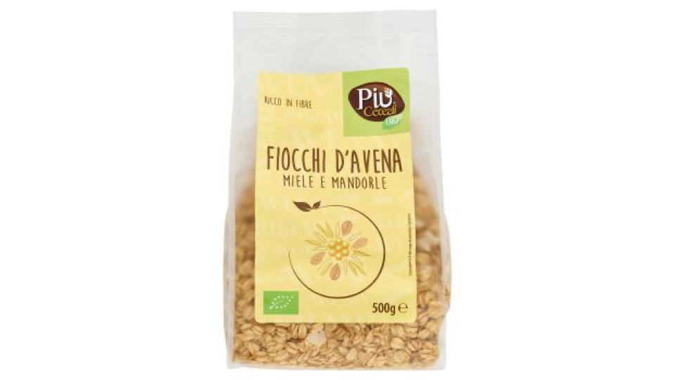 Più Cereali Bio Fiocchi d'Avena Miele e Mandorle 500 g