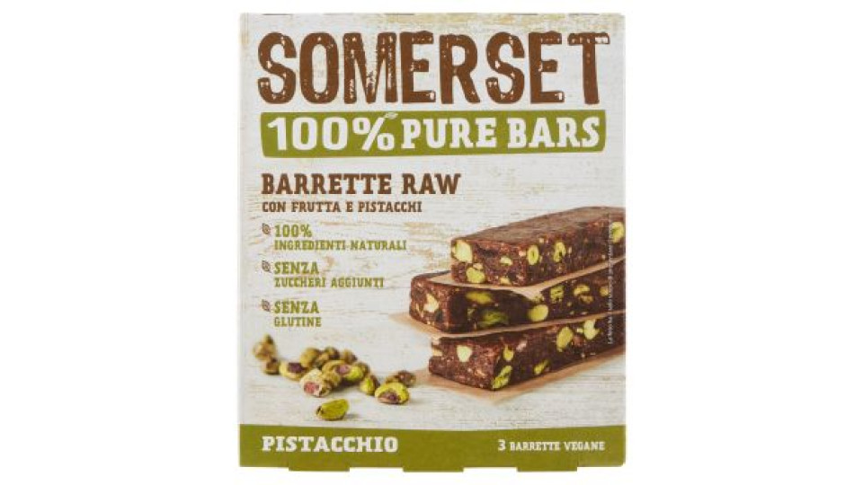 Somerset 100% Pure Bars Barrette Raw con Frutta e Pistacchi 3 x 35 g