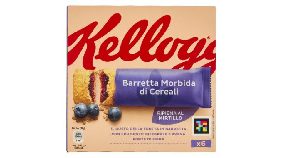 Kellogg's Barretta Morbida di Cereali Ripiena al Mirtillo 6 x 37 g