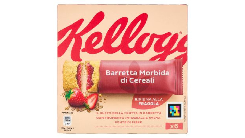 Kellogg's Barretta Morbida di Cereali Ripiena alla Fragola 6 x 37 g