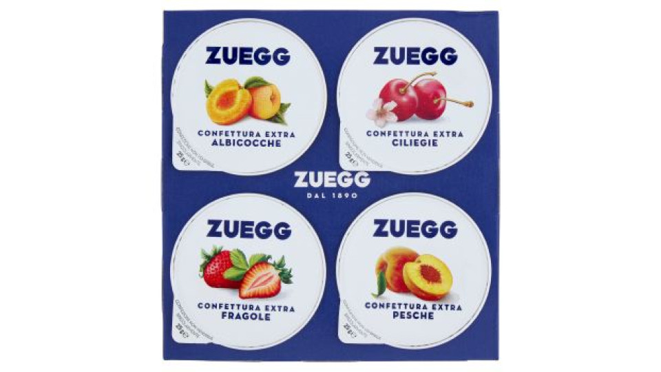Zuegg Confettura Extra Ciliegie, Albicocche, Fragole, Pesche 4 x 25 g