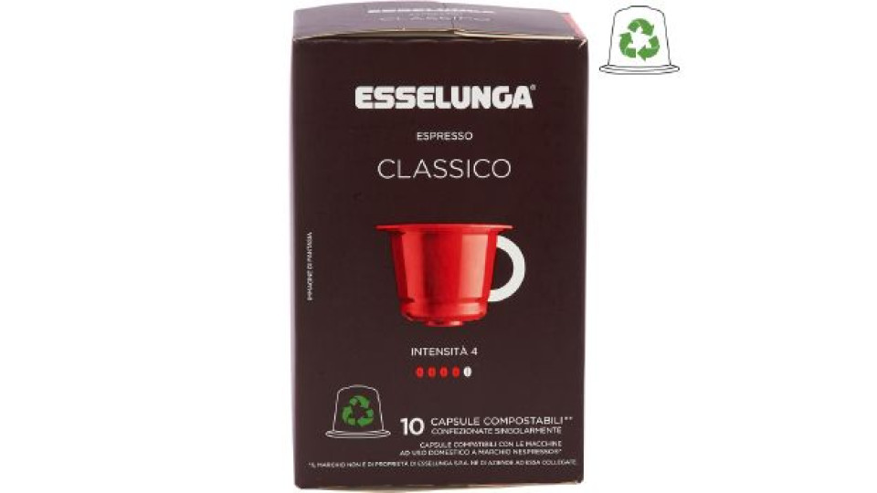 Esselunga Espresso classico 10 capsule compostabili** compatibili Nespresso* 50 g