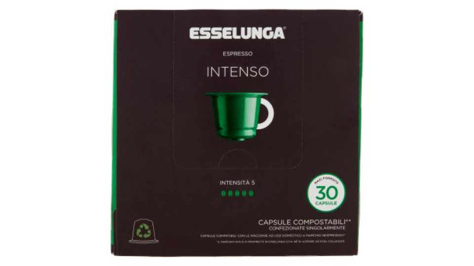 Esselunga Espresso intenso 30 capsule compostabili** compatibili Nespresso* 150 g