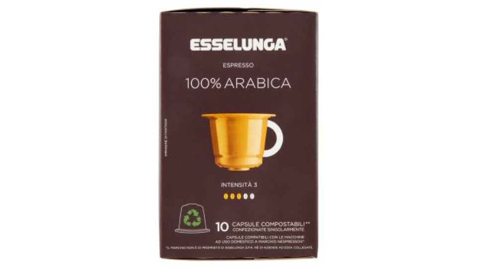 Esselunga Espresso 100% arabica 10 capsule compostabili** compatibili Nespresso* 50 g