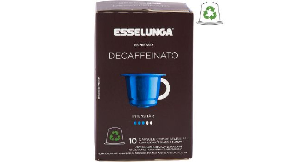 Esselunga Espresso decaffeinato 10 capsule compostabili** compatibili Nespresso* 50 g