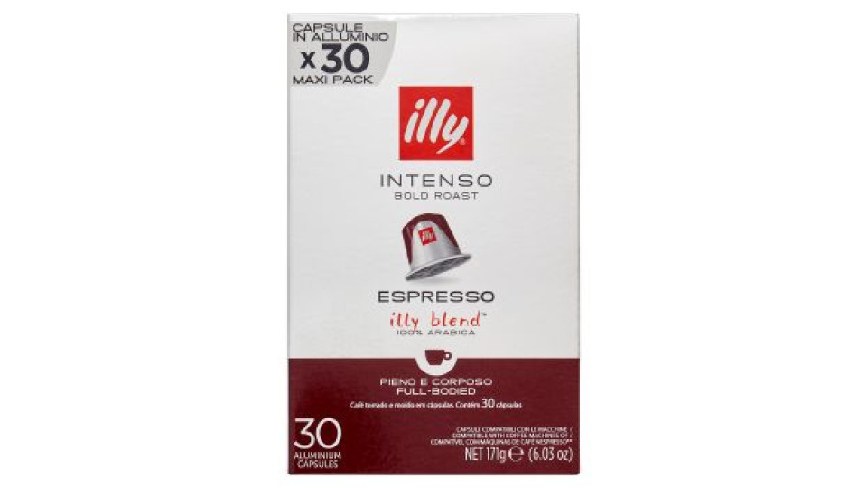 illy Intenso Espresso Capsule Compatibili con le Macchine Nespresso* 30 Capsule in Alluminio 171 g