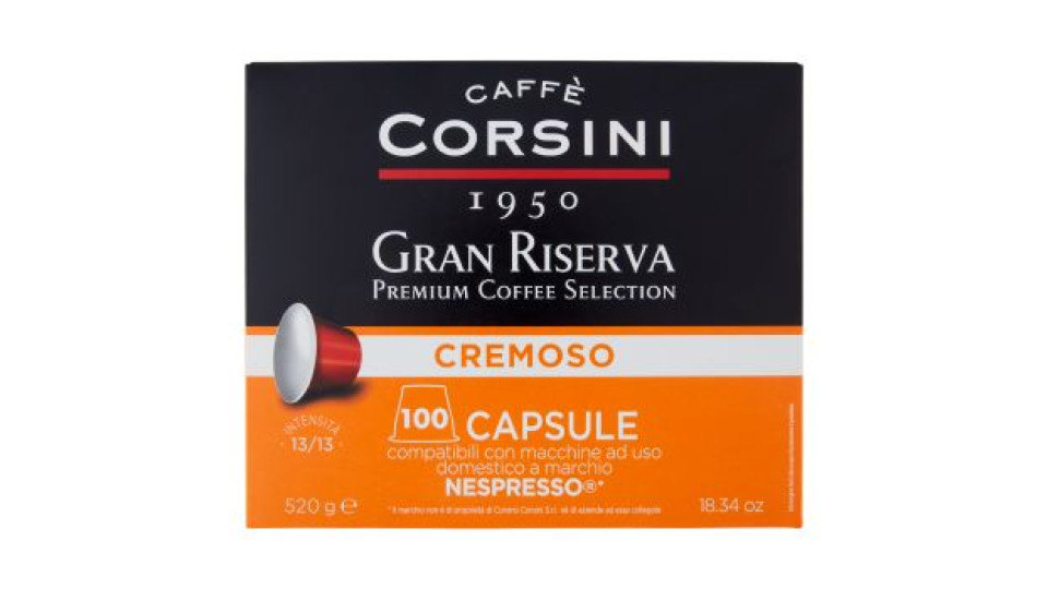 Caffè Corsini Gran Riserva Cremoso 100 Capsule compatibili con macchine Nespresso* 520 g
