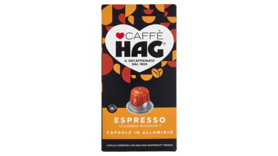 Caffè HAG Espresso Colombia 7- 10 Capsule Caffè Compatibili con Macchine Nespresso*® Original 52g