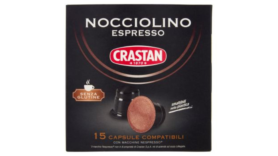Crastan Nocciolino Espresso Capsule Compatibili Nespresso 15 x 6 g
